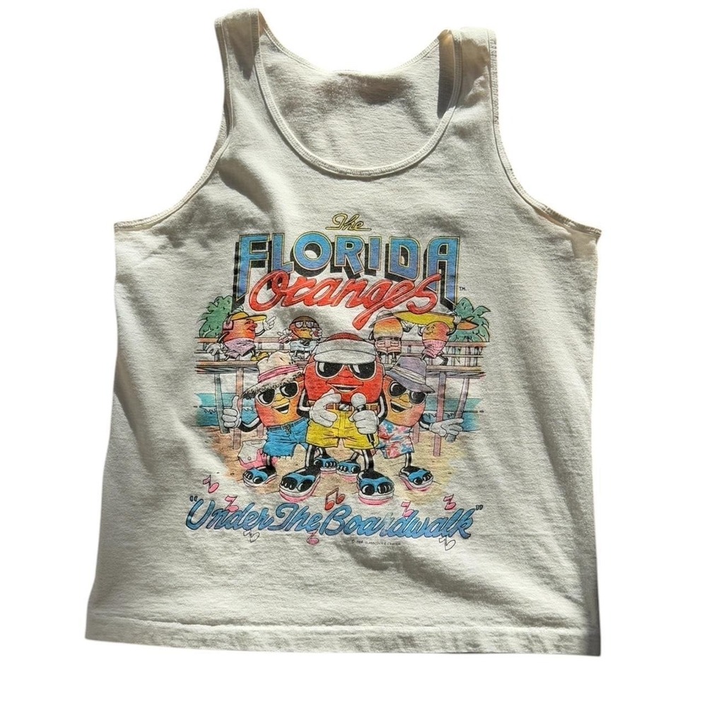 Vintage 80s Florida Oranges Band Merch Promo Graphic Retro Muscle Tank Top Shirt